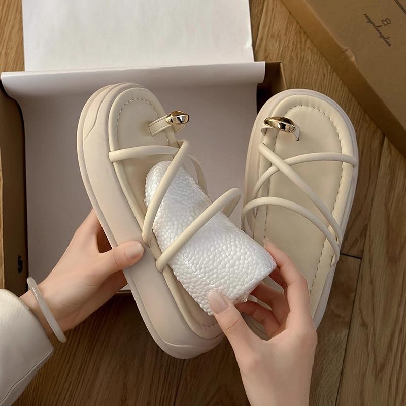 Fashion Original Women's Summer High Heels Slope Heel Thi Bot Sandals Beautiful Strap Slippers Comfortable PU Material Rubber Sole