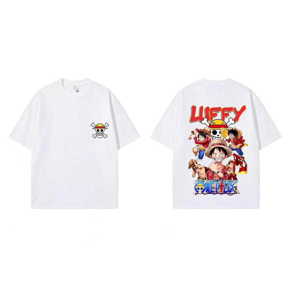 New Arrival One Piece Luffy Print Loosefit Shortsleeve Cotton Tshirt Summer Trendy Pure Cotton Casual Stylish