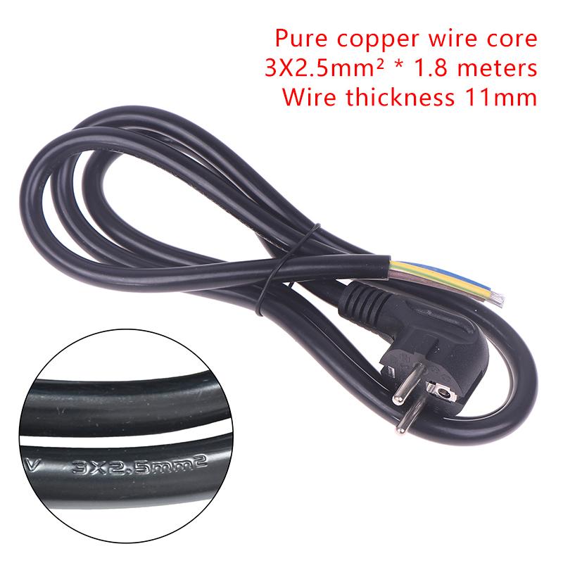 1 Stk. 16A Europäischer Standard Offenes Ende Halbfertiges Kabel 3-polig 0,75/0,5/1,0/1,5/2,5 Kupfer Stromkabel 1,5/1,8M EU-Stecker Stromkabel