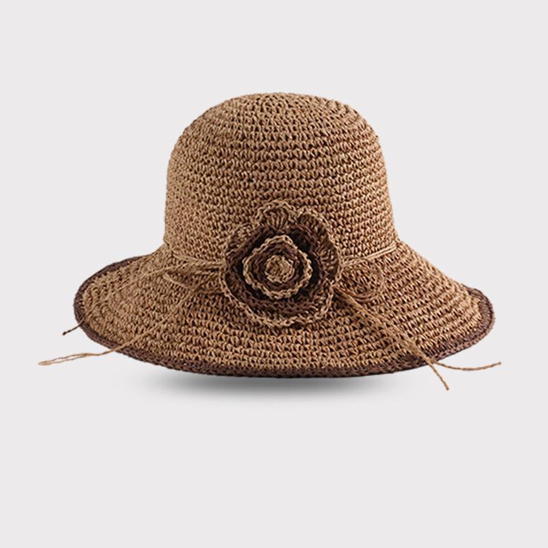 Summer Hat Women Flower Sun Hat Foldable Wide Brim Sunshade Outdoor Sunhat Traveling Vacation Korean Sunscreen Beach Accessories