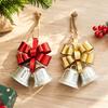 Three-Dimensional Metal Christmas Bowknot Decoration with 2 Iron Bells and Top Hanging Loop for Storefronts and Hotel Lobbies