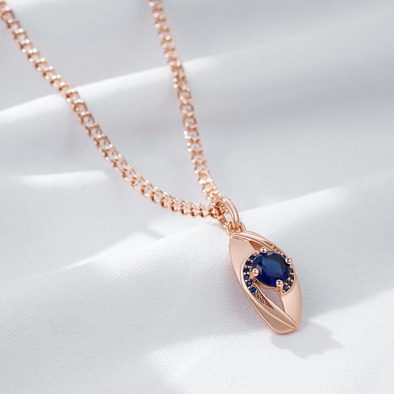 Kienl Classic Snail Chain Rose Gold Color Pendant Necklace Women Blue Natural Zircon Accessories High Quality Daily Jewelry