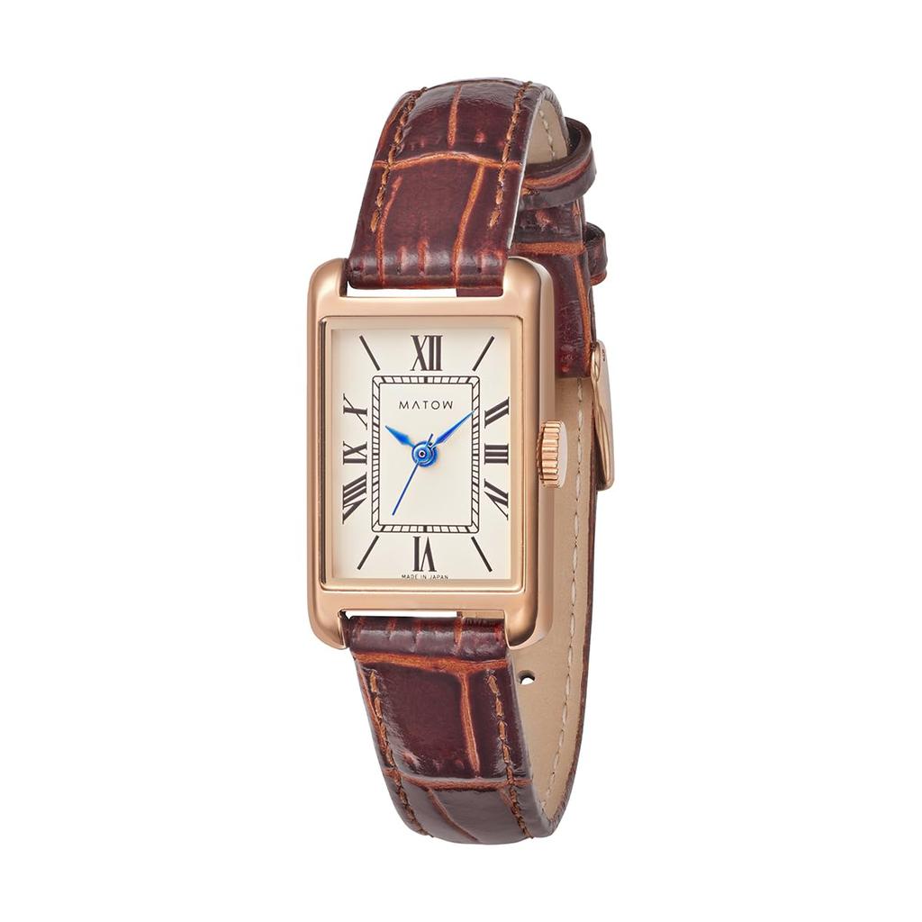 Authorized Dealer Matow Watches Watches mw004004 Oborozuki Square Rose Gold Brown Leather [MATOW] Ladies' [Tsuki]