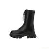 Women's Spring Autumn Thin Thick soled Tall Strap Short Boots Versatile Retro Simple Comfortable Wear resistant Mid heeled Boots