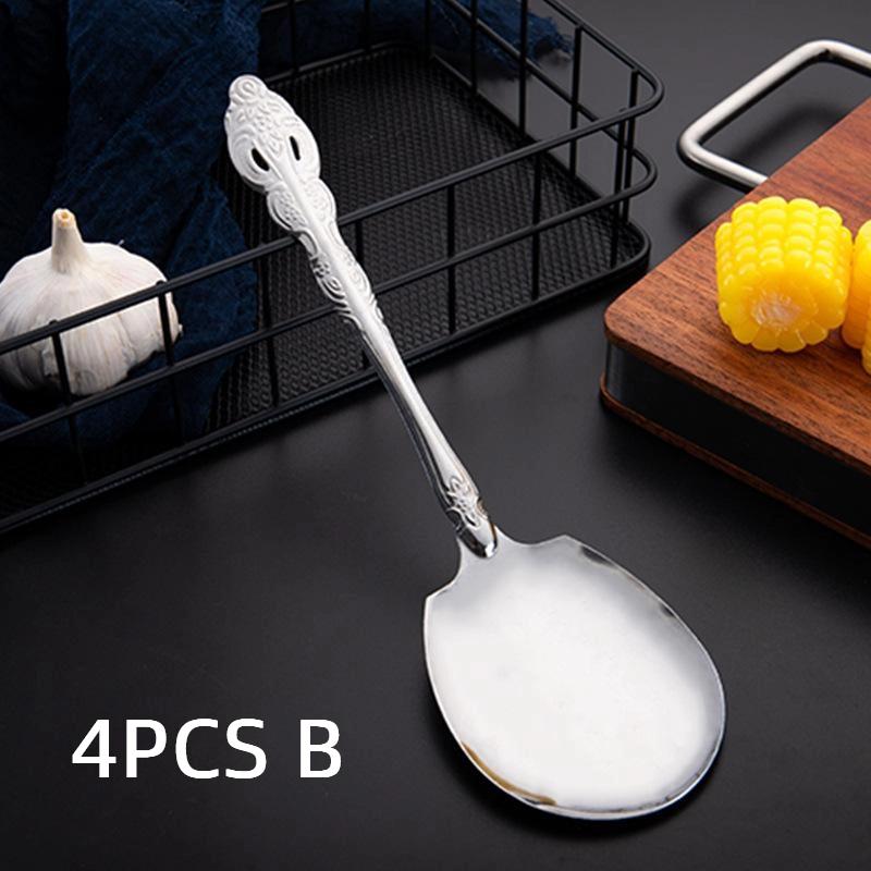 4-teiliges Küchengeschirr-Set Edelstahl Teelöffel Portionskontrolle Servierlöffel Große Größe Leicht Wiederverwendbar
