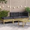 VidaXL Garden Sofa with Cushions and Footrest 3-seater 838176