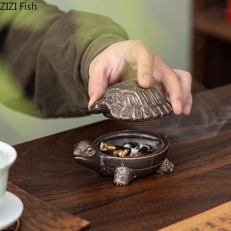 Creative Turtle Ashtray Ceramic Ash Tray Office Table Desktop Standby Smoking Accessories for Weed Ashtrays Gift for Boyfriend