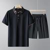 Men's Summer Ice Silk Seamless Polo Shirt - Short Sleeve Fashion Casual Sports Suit for Middle-aged and Elderly