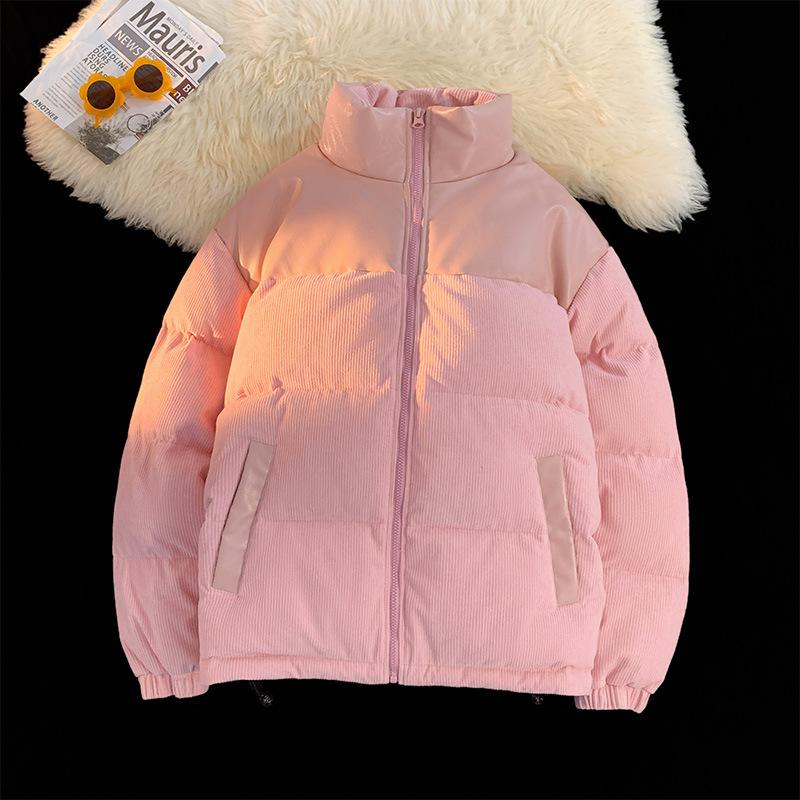 

Зима 2025 новая хлопковая одежда мужские утолщенные хлопковые куртки 10 000 игл вышитый логотип мужские и женские куртки в тренде 3XL розовый