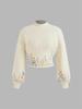 Sweater Phumee Long Sleeve Embroidery  Rib-knit Lantern Sleeve A2264