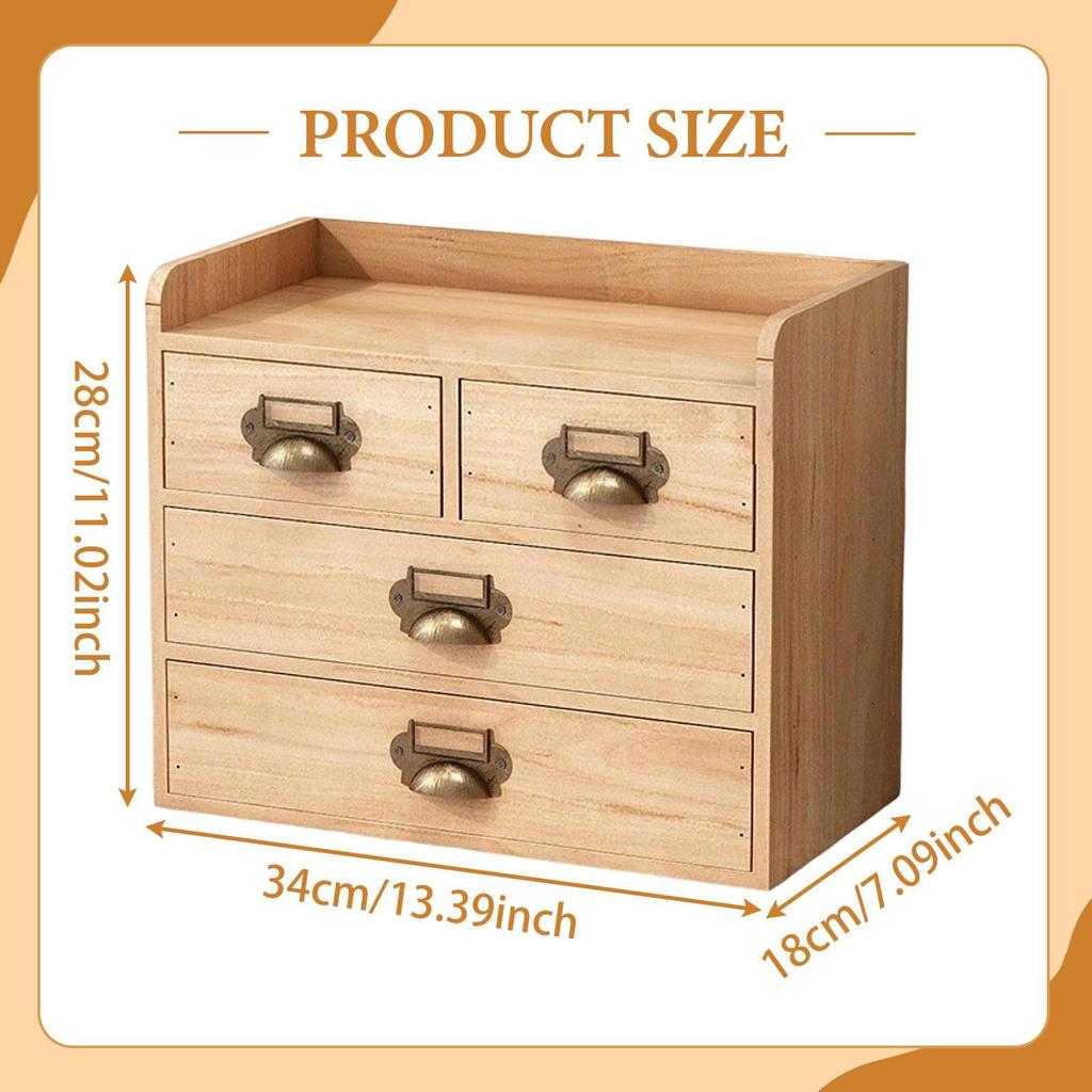 Wooden Storage Box Farmhouse Counter Dresser Desk Drawer Organizer Organization for NightStand Closet Vanity Living Room Nursery