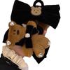 1pc Autumn and winter plush teddy bear bow clip double-sided black hair clip velvet disc hair shark clip hair accessory
