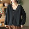 Plus Size Women's Autumn Winter Sweaters Vintage Knitted Cardigan V-neck Full Sleeved Sweater Loose Casual Tops