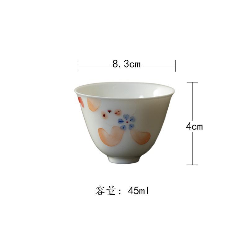 

45ml Hand-painted Rabbit Flower Teacup Zen Tea Bowl Set Of Cups Tea-tasting Smelling Cup Jianzhan Master Cups Tea Services As Your Choose