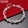 925 Sterling Silver Colorful AAA Zircon Chain Bracelet Wedding Jewelry