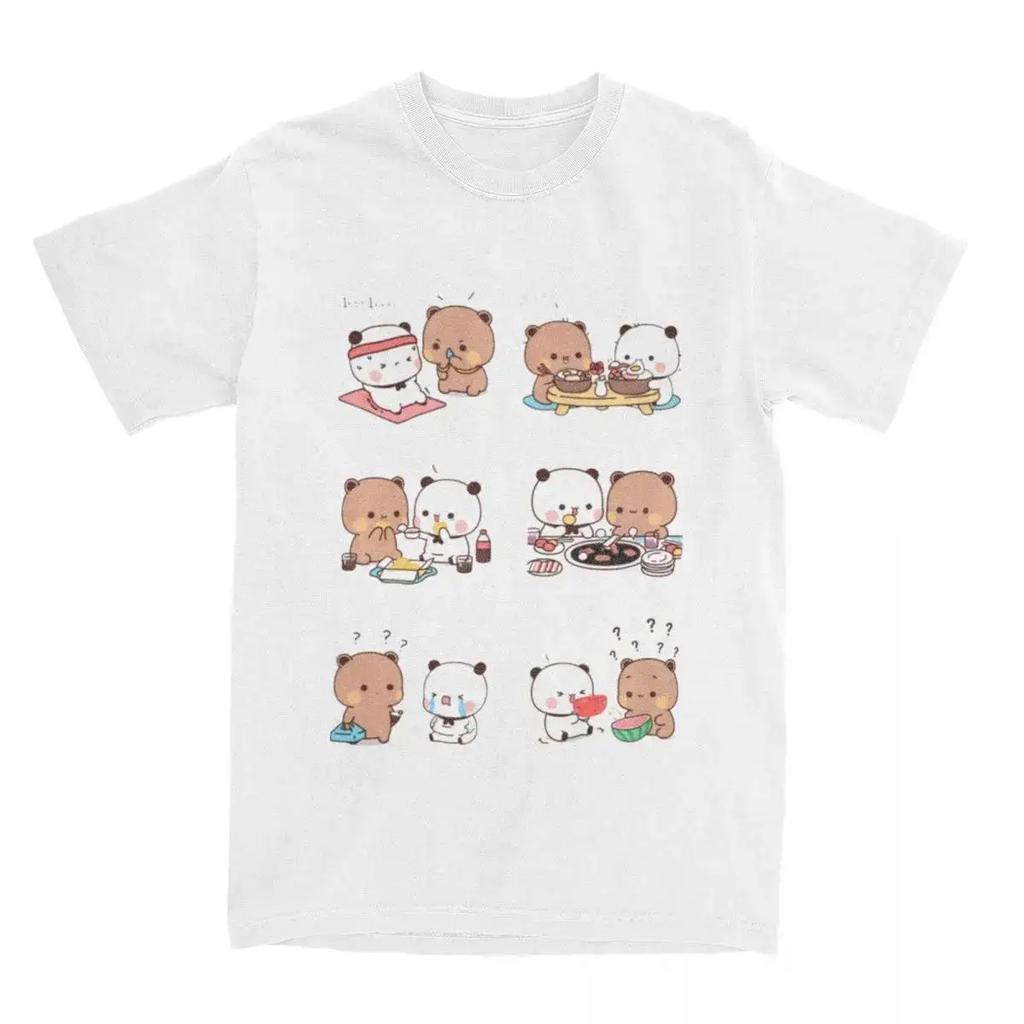 Anime Cartoon Panda Bear Bubu and Dudu T Shirt Kawaii Graphic Printed T Shirt Fashion Crew Neck Plus Size T Shirt Women
