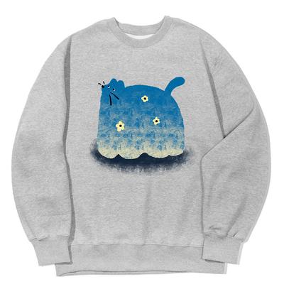 AWESOMEUS Yellow Flower Blue Cat Sweat Shirts_3 Color