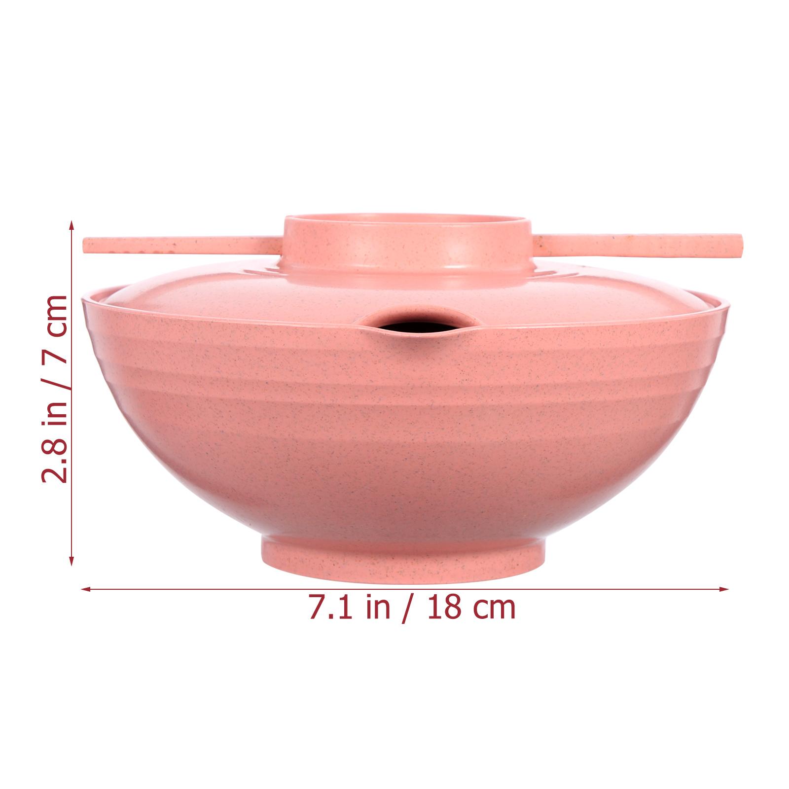 

1 Set Of Japanese Ramen Bowl With Lid Chopsticks Spoon Large Noodle Soup Container Microwave Safe Dishwasher Friendly For Home рожевий