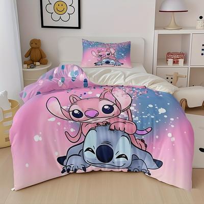 Stitch Printed Bedroom Bedding Set Duvet Cover Christmas Gifts Comforte Cartoon With Pillowcase Children's Suitable and Adults