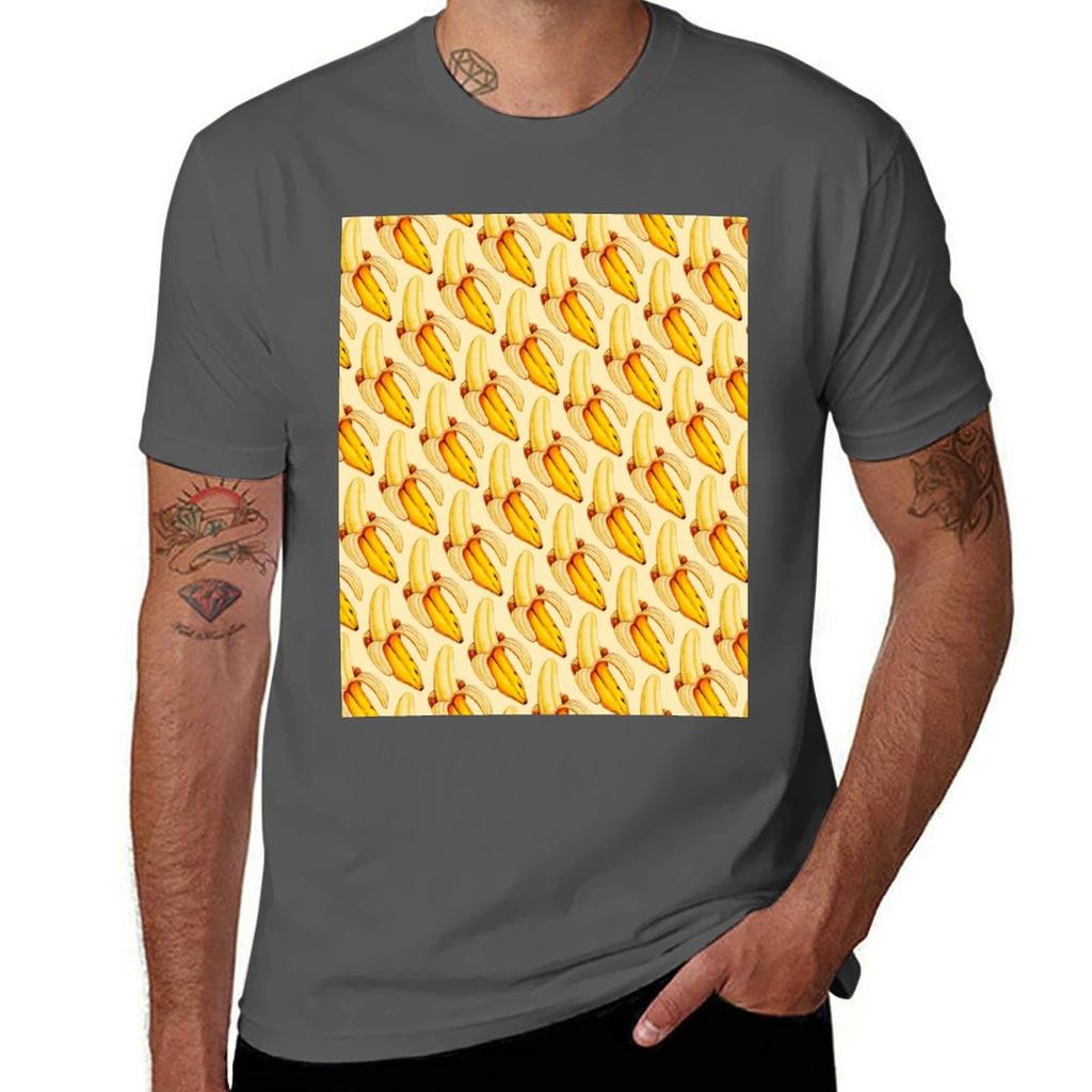 Banana Pattern Tshirt Trendy Print Short Sleeve Tshirt