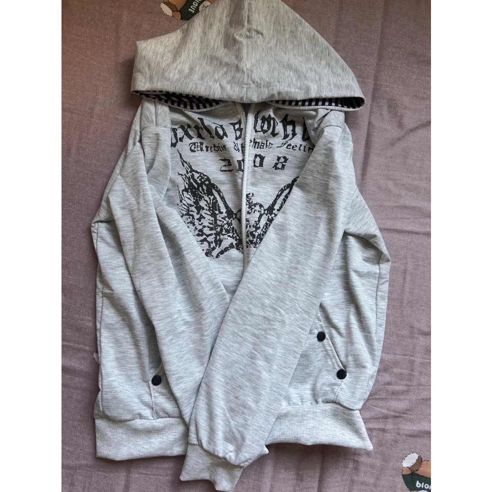 VAYLA Vintage Sweatshirts Women's Clothes White Print Tunic Hooded Y2k Coat Streetwear Fashion Casual Hoodies Tops Ropa Mujer