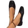 Spring and Summer New Women's Shoes Sequined Flash Silk Shallow Mouth Women's Single Shoes Square Head Flat Thick Heel Casual Single Shoes