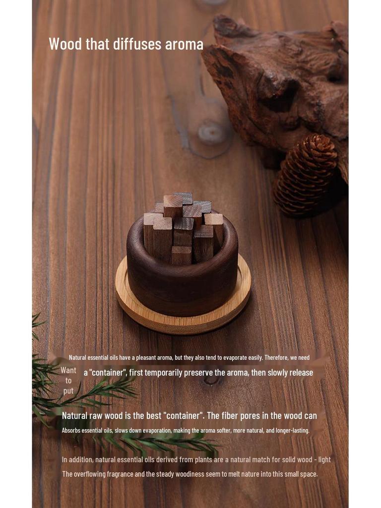 High-End Black Walnut Car Aromatherapy Diffuser