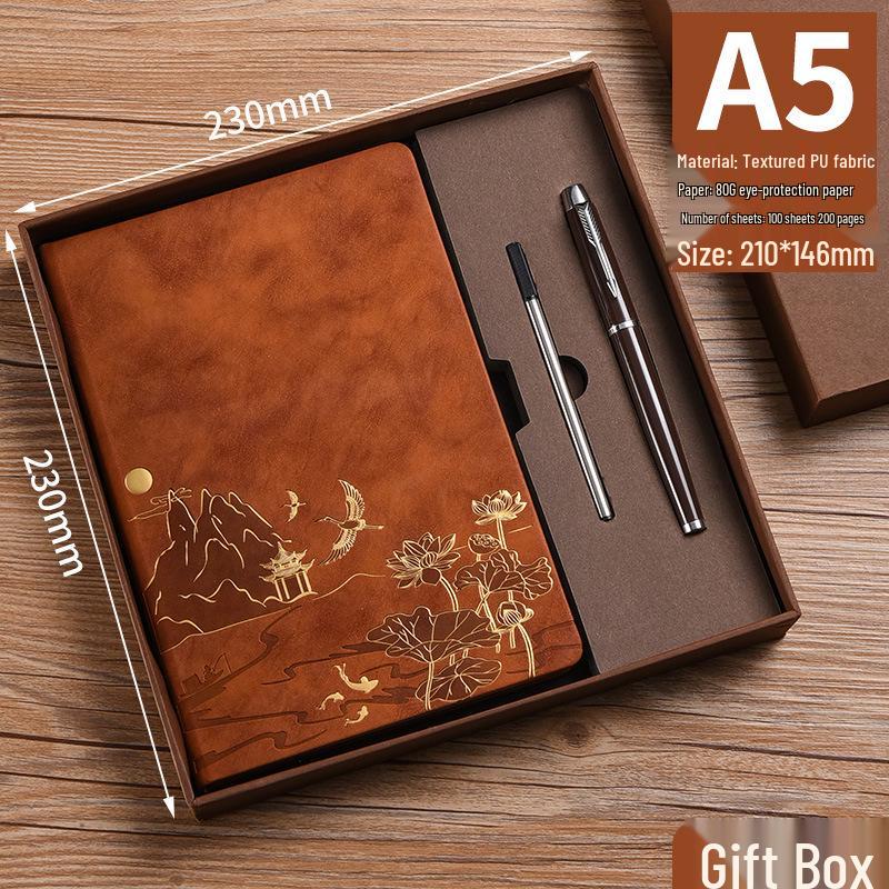 Retro A5 Büro Business Notizbuch - Schreibwaren Geschenkset im chinesischen Stil
