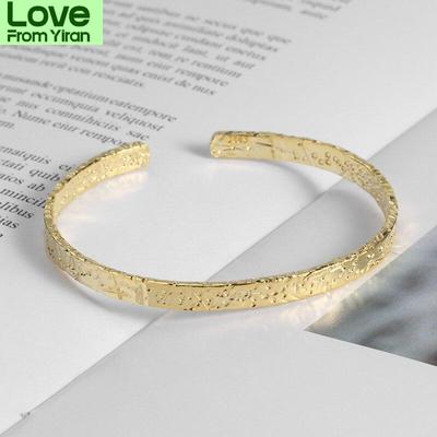 Brățară Bangle din Argint Sterling 925 cu Suprafață Neregulată Pentru Femei Bărbați Brățară Bijuterii de Modă Ajustabilă S -B458