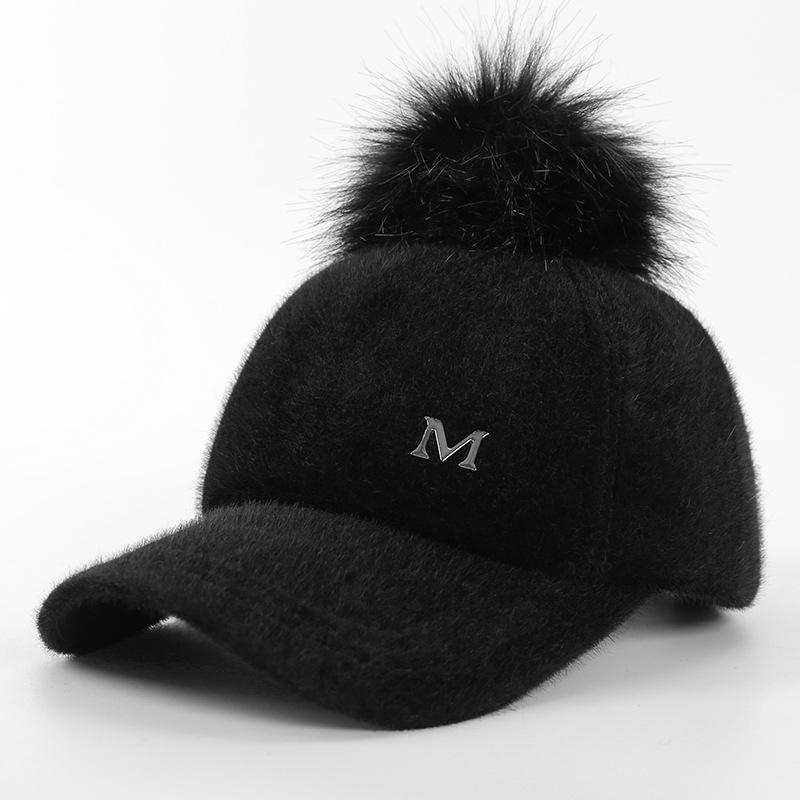 

Осенне-зимняя бейсболка Женская теплая кепка с утиным козырьком Корейская версия Теплая бейсболка one size чёрный