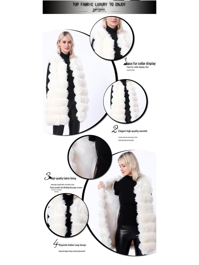 Women's Mid-Length Fox Fur Vest - European and American Style Fur Coat