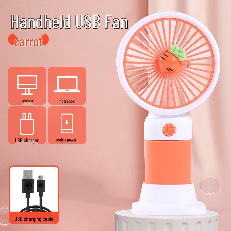 Rechargeable Cartoon Fruit Mini Desktop Fan - Portable, Long-Lasting Electric Fan