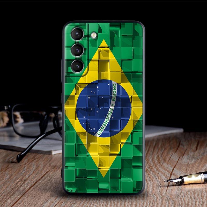 Brazil Flag Silicone Case For Samsung S23 Ultra S24 5G S21 S20 FE Back Cover Galaxy S22 s23 S24 S10 Plus Case Brazilian Football