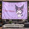 Kuromi Personalized Tapestry Support Custom Name, Wall Art Home Decoration