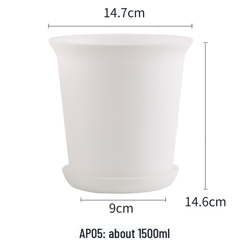 Ghivece suculente albe și negre – Design rotund, scurt și robust – Jardiniere din plastic matuit pentru grădinărit