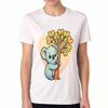 Cute Cat With Fish Unisex Cotton T Shirt, Premium Quality Print, Durable, Casual Fashion, Featuring An Adorable Kitten Holding Two Colorful Fishes, Pe