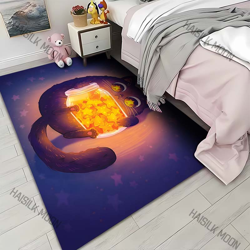 

Cartoon Cat and Wishing Bottle Carpet for Living Room Bedroom Bedside Floor Mat Cloakroom Kids Activity Area Rugs Home Decor 40x60cm