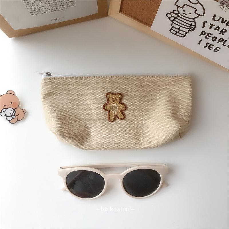 

1 шт., простой милый пенал для девочек, черный, белый цвет, мультяшный медведь, кошка, сумка-карандаш, большая вместительная холщовая канцелярская сумка