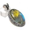 Natural Golden Rutile Gemstone 925 Sterling Silver Jewelry Pendant 1.97" ETC-14707