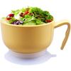 Rice Bowl Container with Suction Cup, Food Grade Self Feeding Soup Bowls, Yellow, Non-Slip Tableware for Kids