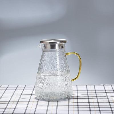 Li Lang Hammered Glass Cold Water Jug with Stainless Steel Lid