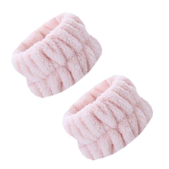 2Pcs Face Wash Wristbands Super Soft Highly Absorbent Elastic Allergy Free Quick Dry Coral Velvet Makeup Wrist Wraps Washing Face Wristbands Home