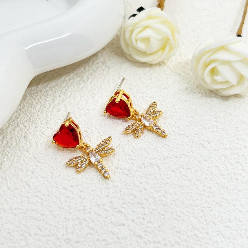 

Manufacturer S Supply Sweet Personalized Dragonfly Shape Full Diamond Fringed Earrings Are In Stock. золотий