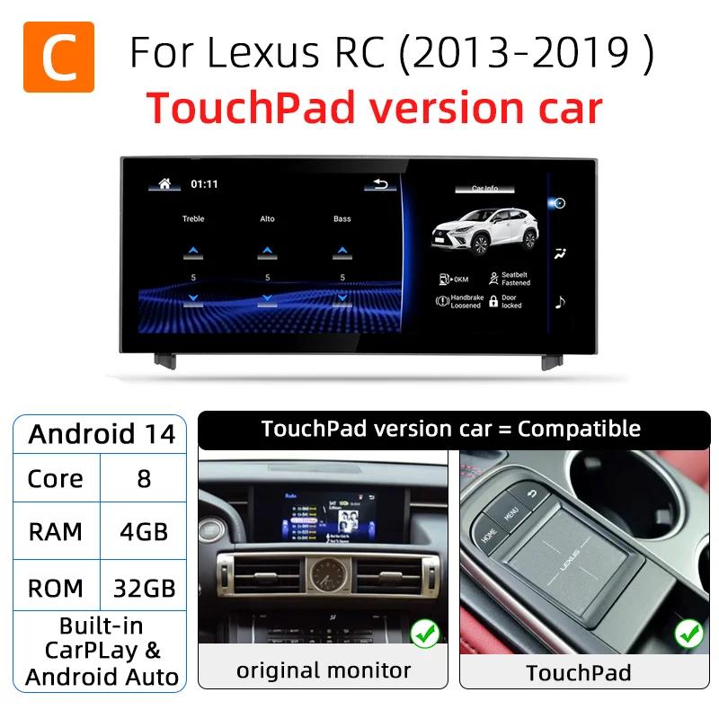 Android 14 Wireless Carplay Auto Radio For Lexus IS RC 200 250 300 350 200t 300h Multimedia Player Navigation GPS DSP