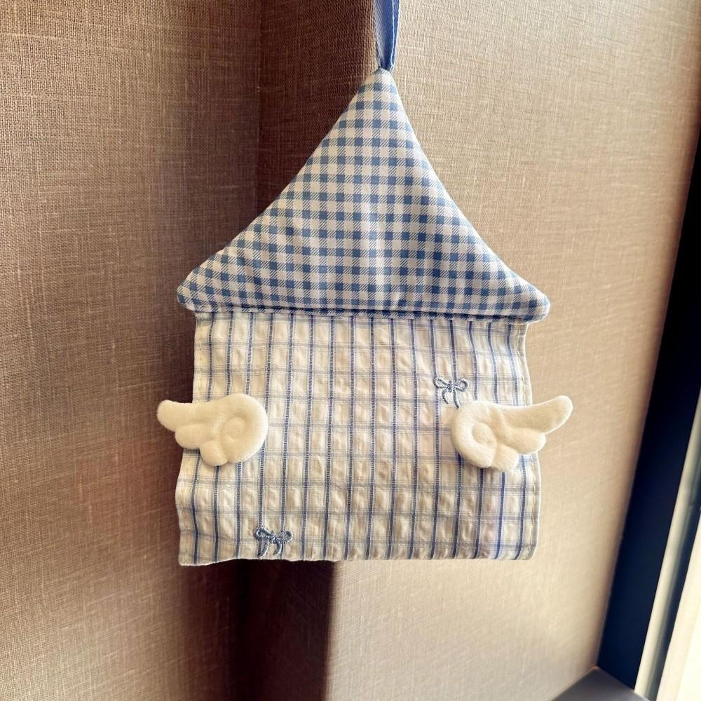 Stripe Grid Tissue Box Cover House Shaped Napkin Holder Modern Hanging Tissue Holder Dormitory