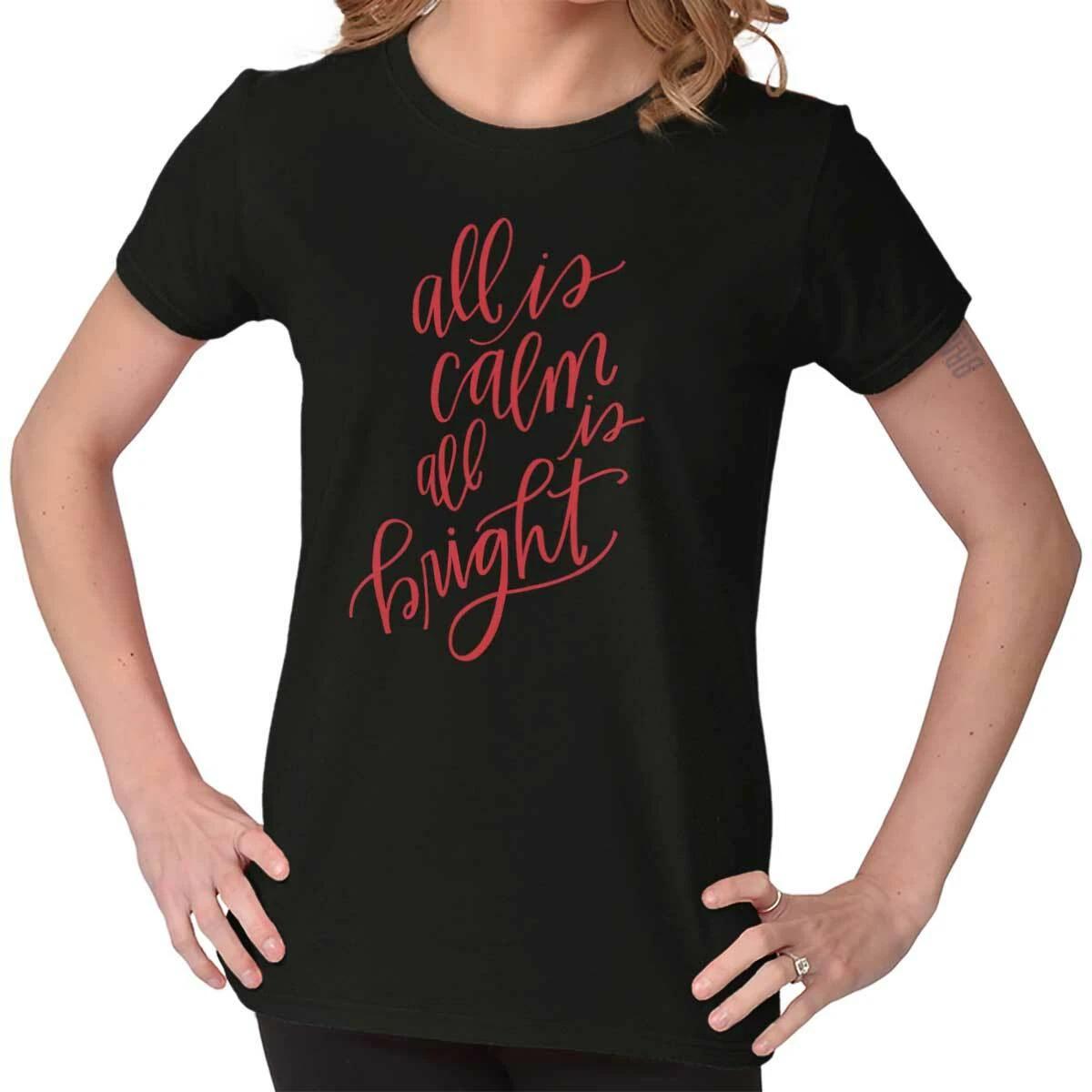 All Calm Bright Holiday Merry Christmas Santa Graphic T Shirts for Women T-Shirt XXXXL