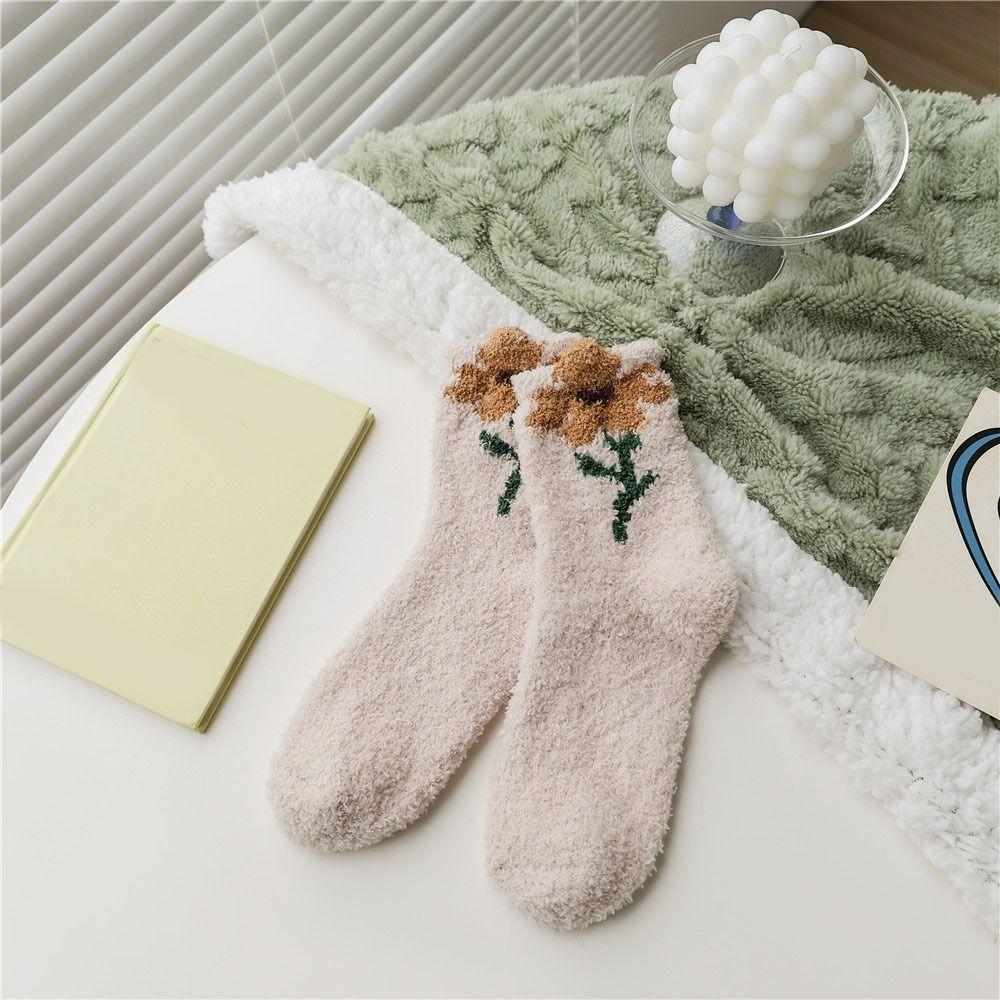 6Pairs Thickened Floor Plush Socks Winter Warm Socks Women Comfortable Coral Fleece Socks  Autumn