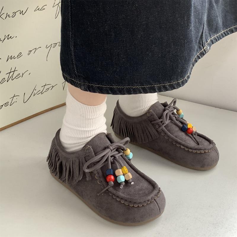 Women's new autumn brown retro kangaroo shoes all-inclusive versatile flat-bottomed lace-up single shoes