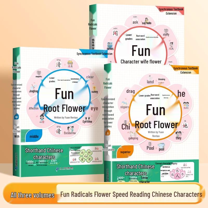 Flower Speed Reading: Fun Radicals for Grade 1-2 Chinese Characters - Renmin Edition Training Guide