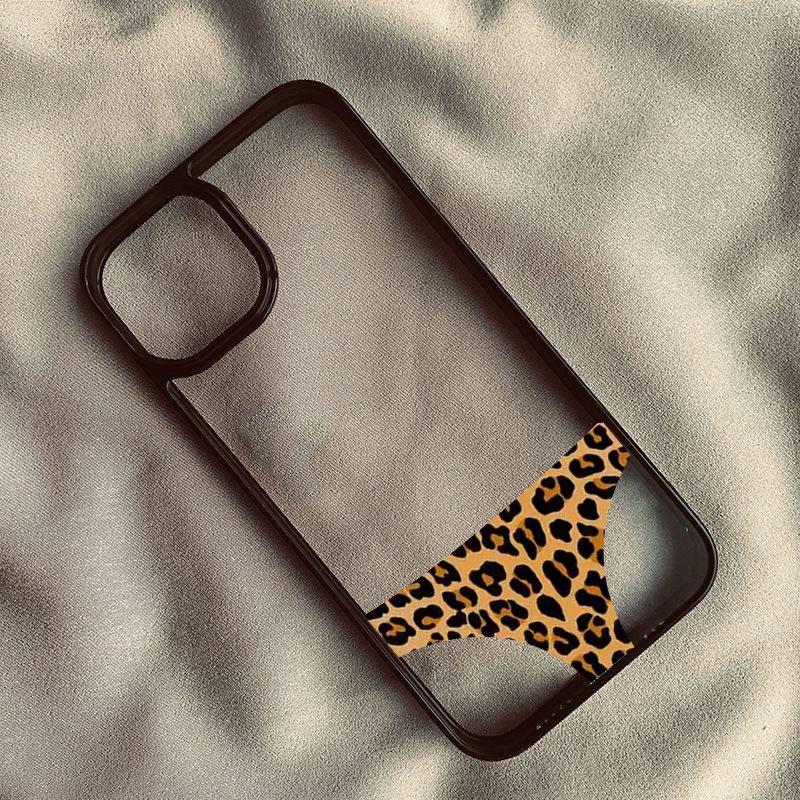 Funny Leopard Prints Panties Clear Phone Case for IPhone 16 15 13 14 12 17 Pro Max 16E INS Creative Y2K Shockproof Back Cover